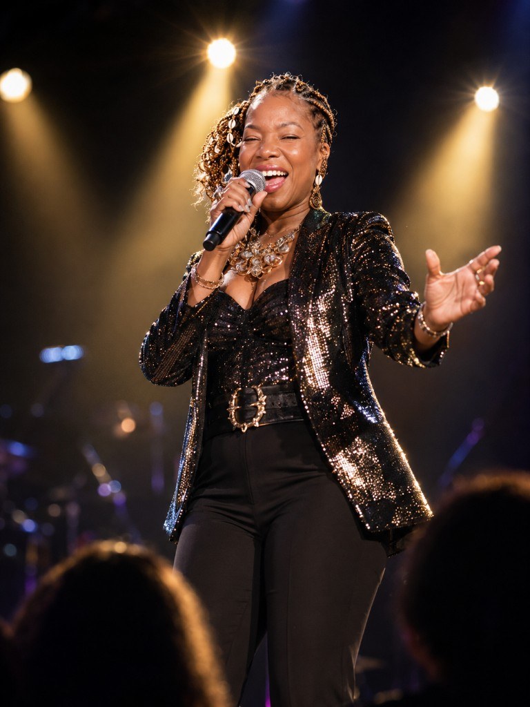 Stacia Hobdy performing live on stage