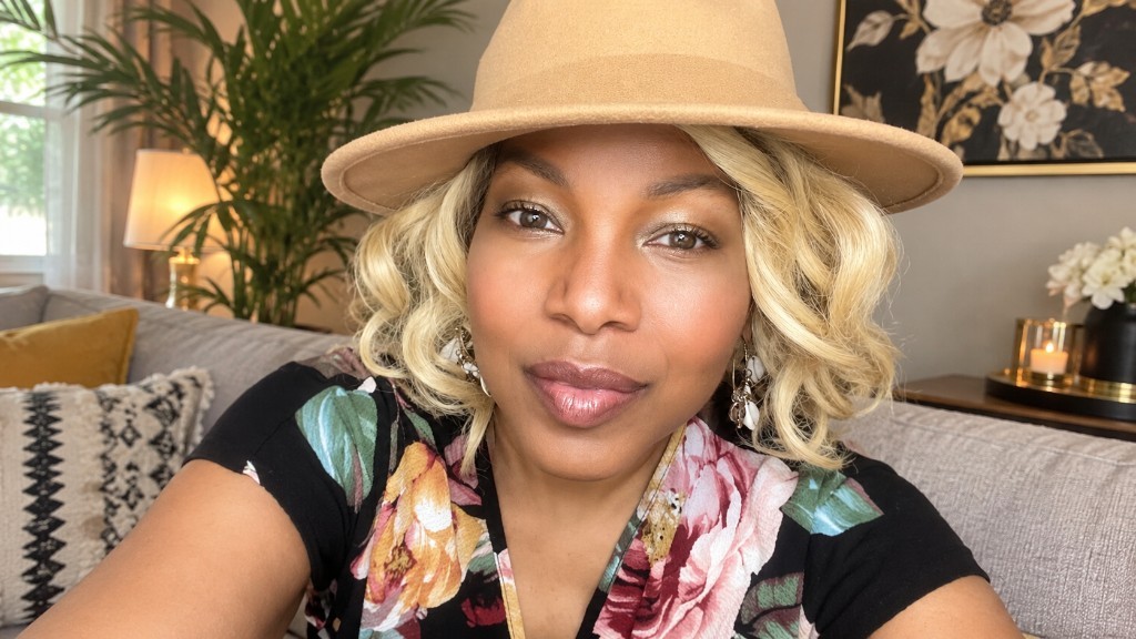Stacia Hobdy in a beige hat